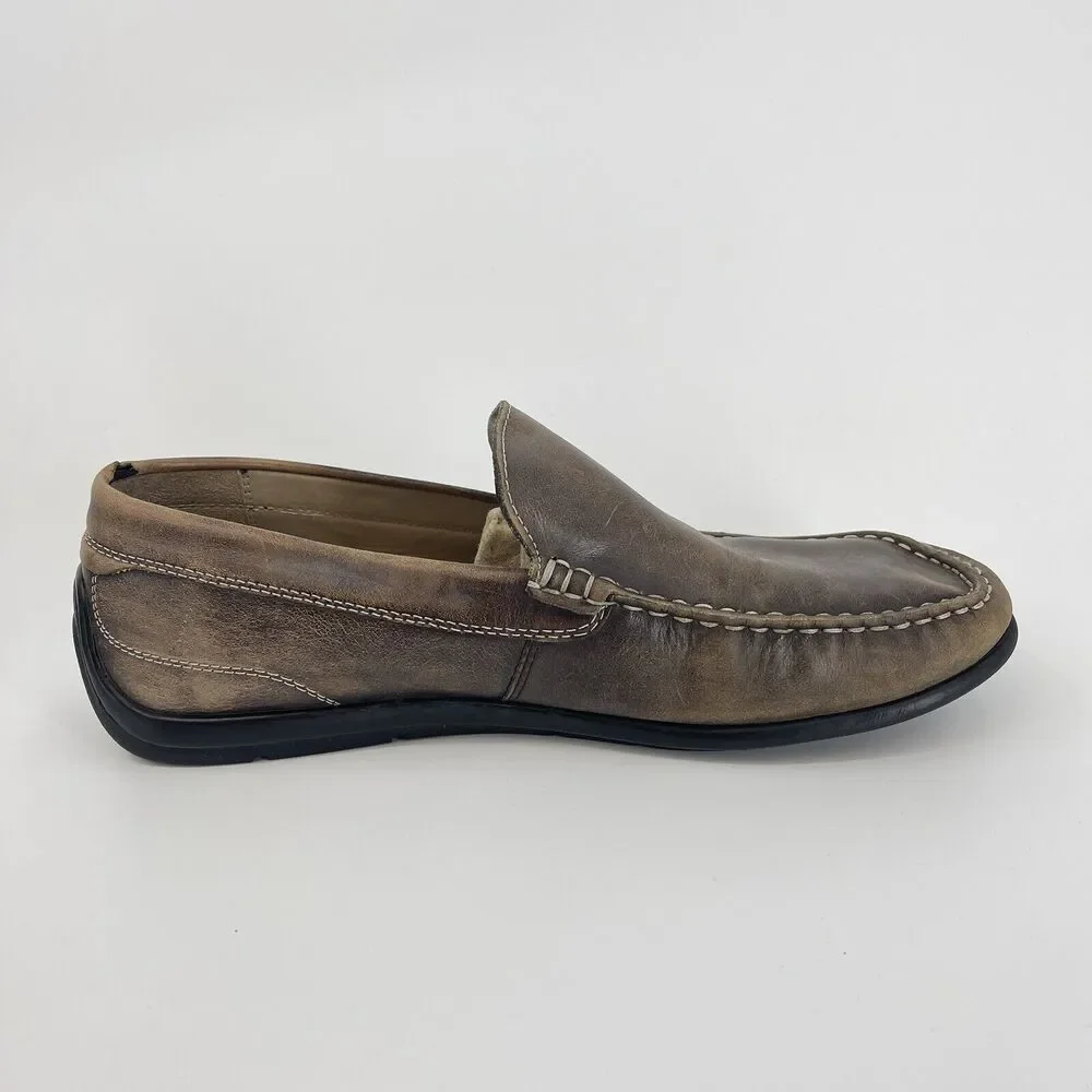 Ecco Men's Size 43 EU 9 - 9.5 US Brown Leather Driving Loafers Slip On Shoes